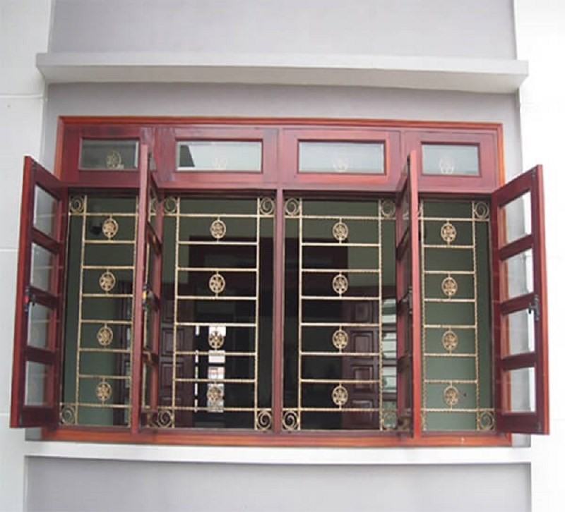 Mẫu cửa sổ 4 cánh tách rời kết hợp cùng song cửa sắt